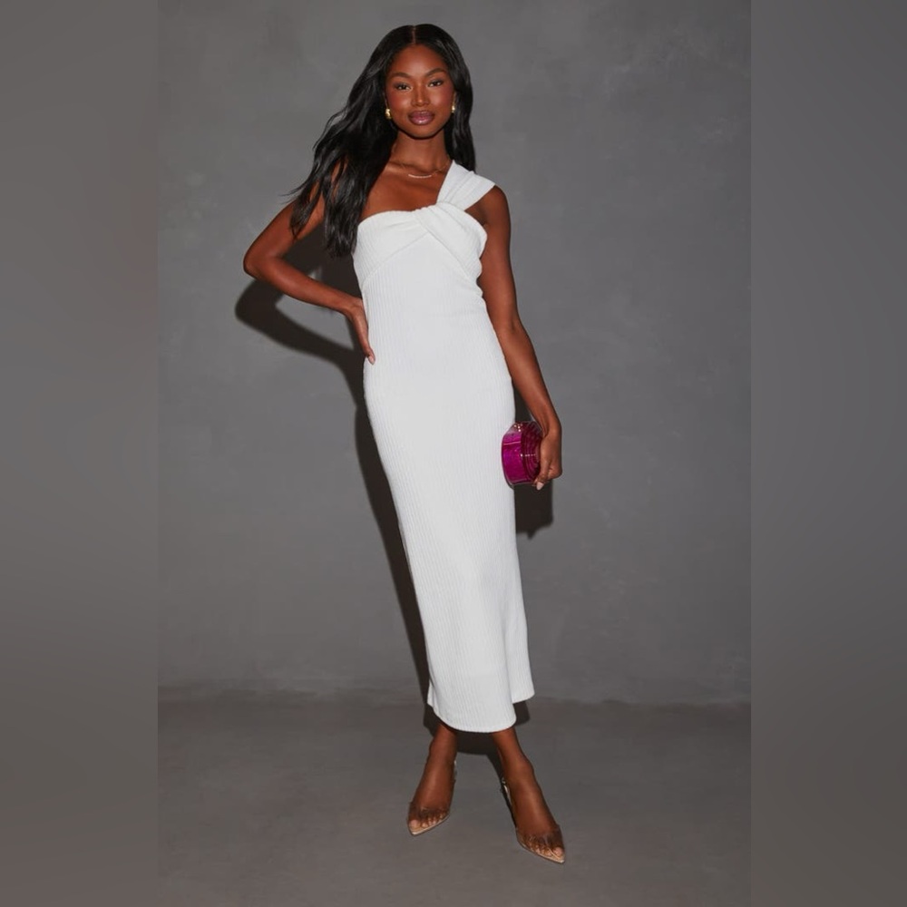 One-Shoulder Midi Sweater Dress